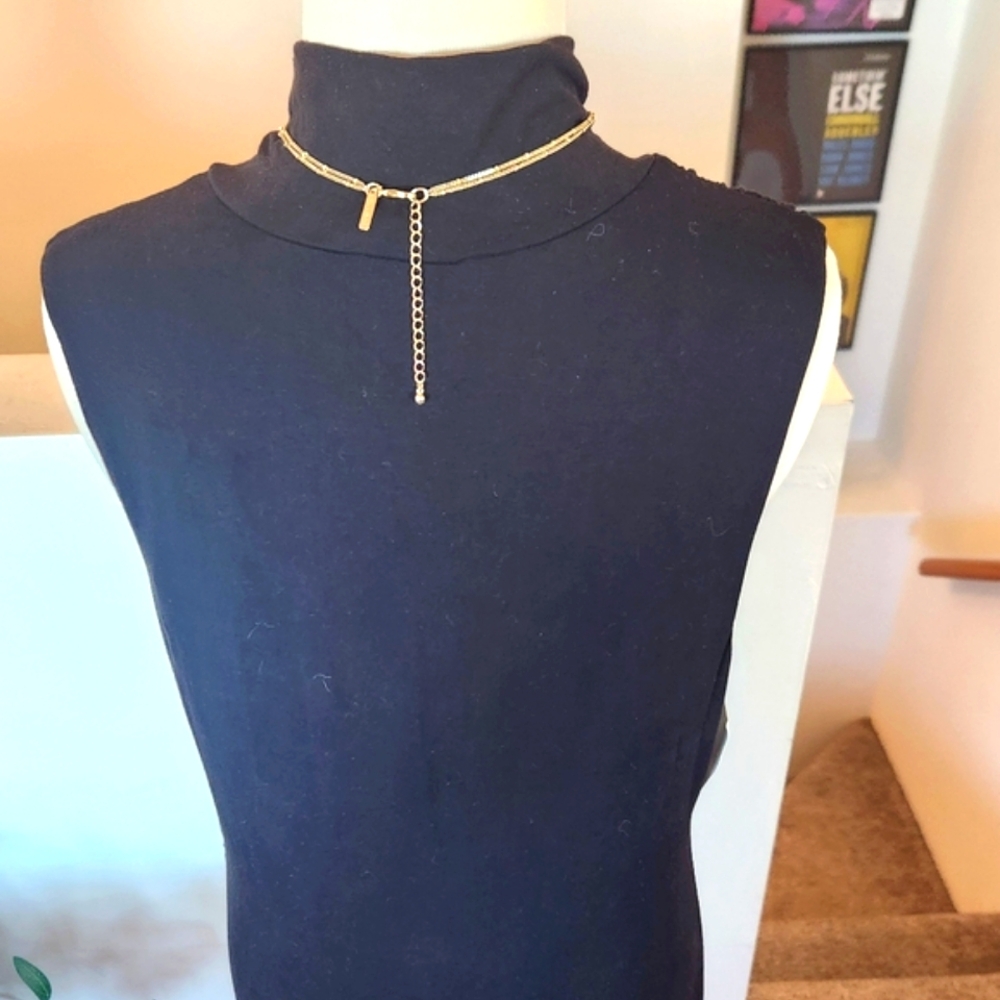 🏷️GOOD AMERICAN Black Sleeveless Mock Neck Stretch Jersey Midi Dress Size 5 - Picture 8 of 9